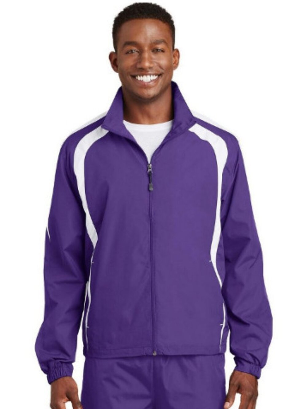 Sport-Tek JST60 Men's Colorblock Raglan Jacket - Purple/White